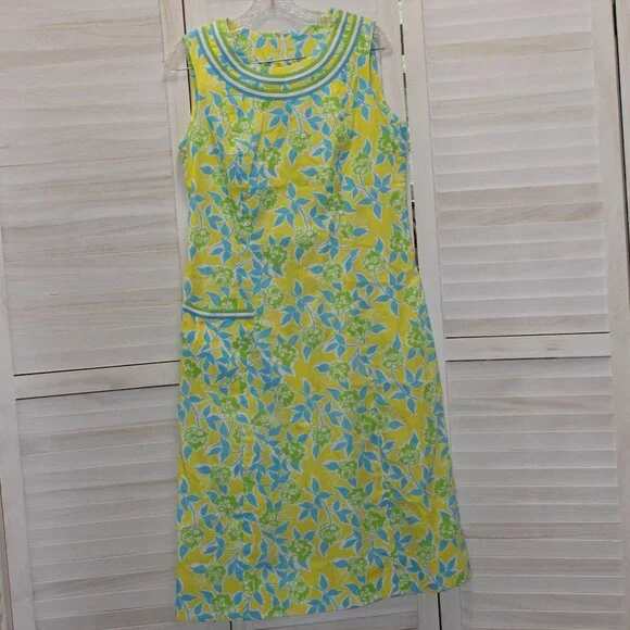 The Lilly Vintage Lilly Pulitzer Dress Yellow Blue Green White Size 12